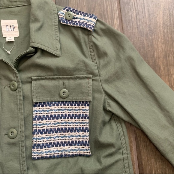 NWOT GAP Embroidered Army Green Utility Shirt Jacket Sz XS - Picture 9 of 11
